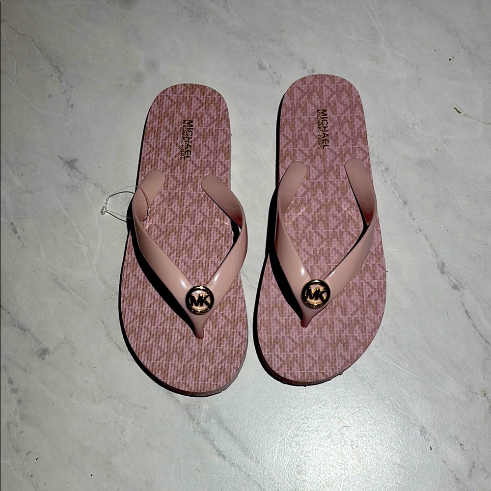 Michael Kors Pink Sandals with Quilted Footbed